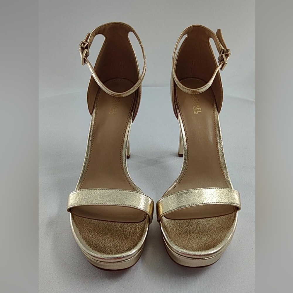 Michael Kors Metallic Gold Ankle-Strap Platform Heels